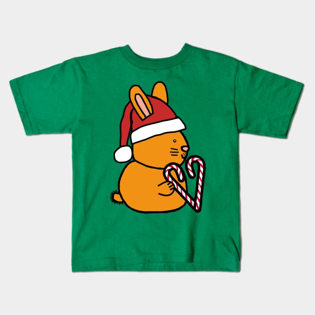 Christmas Bunny Rabbit Candy Cane Heart Kids T-Shirt by ellenhenryart